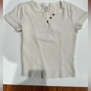 BDG Off-White Ribbed Henley Top